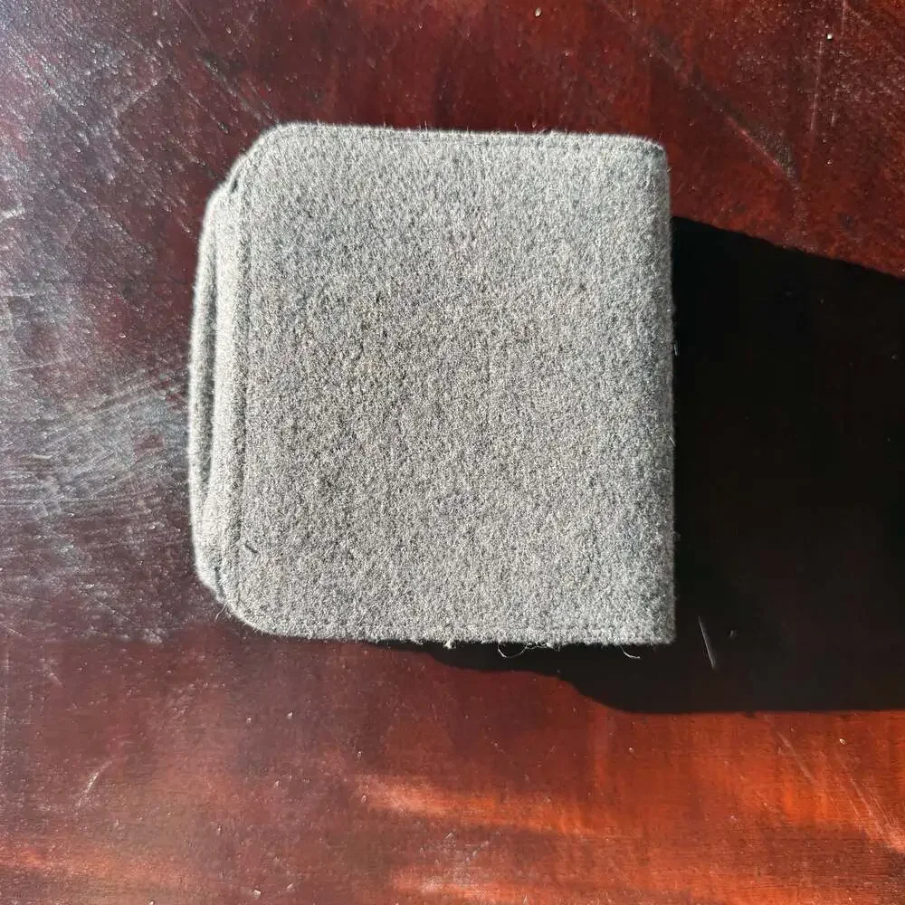 lei Grey Felt Wallet with Embroidered Floral Design with Damaged Mirror